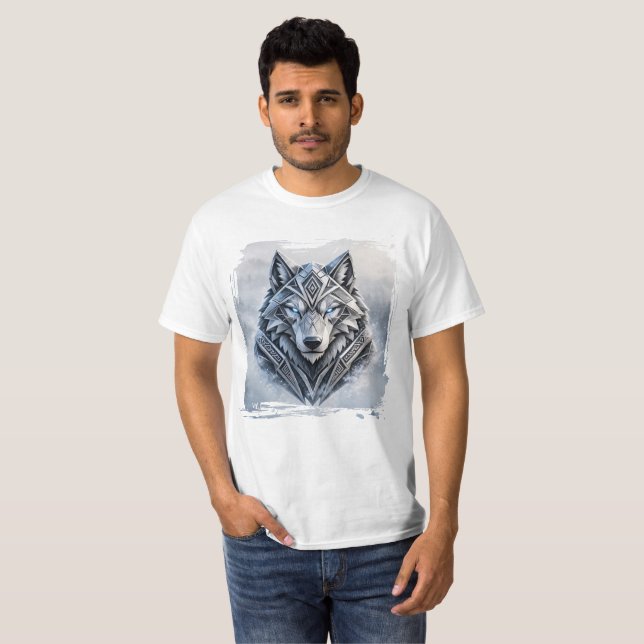 Snövarg • Tribalrustning Vinteremblem T Shirt (Hel framsida)