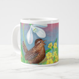 Snovdroppen och den bruna fågeln vid vår jumbo mugg