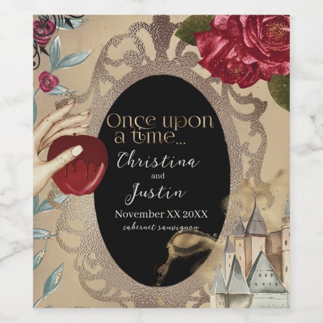 Snövit Magisk Spegel Sagan Vinflaska Etikett (Singel etikett)