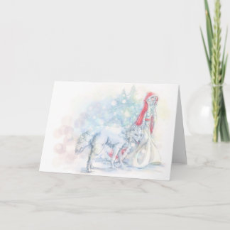 Snövit och lite rött helgkort