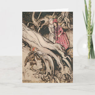 Snövit och Rosaröd av Arthur Rackham Kort