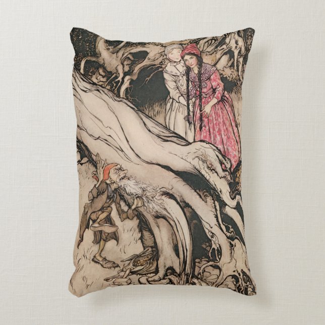 Snövit och Rosaröd av Arthur Rackham Prydnadskudde (Framsidan(Vertikal))