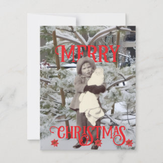 Snow and Poinsettias Photos Merry Christmas  Kort