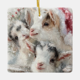 Snow Babies Christmas Goats 6 - YOUR PHOTO Julgransprydnad Keramik