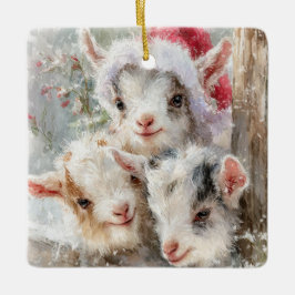 Snow Babies Christmas Goats 7 - YOUR PHOTO Julgransprydnad Keramik