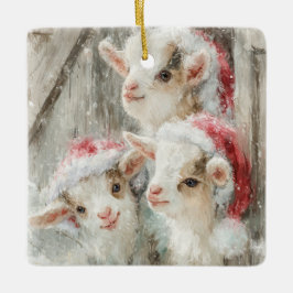Snow Babies Christmas Goats 8 - YOUR PHOTO Julgransprydnad Keramik