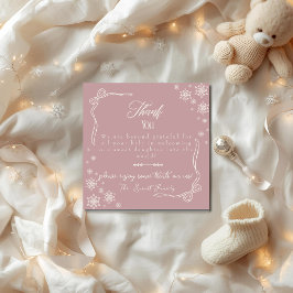 Snow Bow pink baby Labor Delivery NICU Hospital Tack Kort