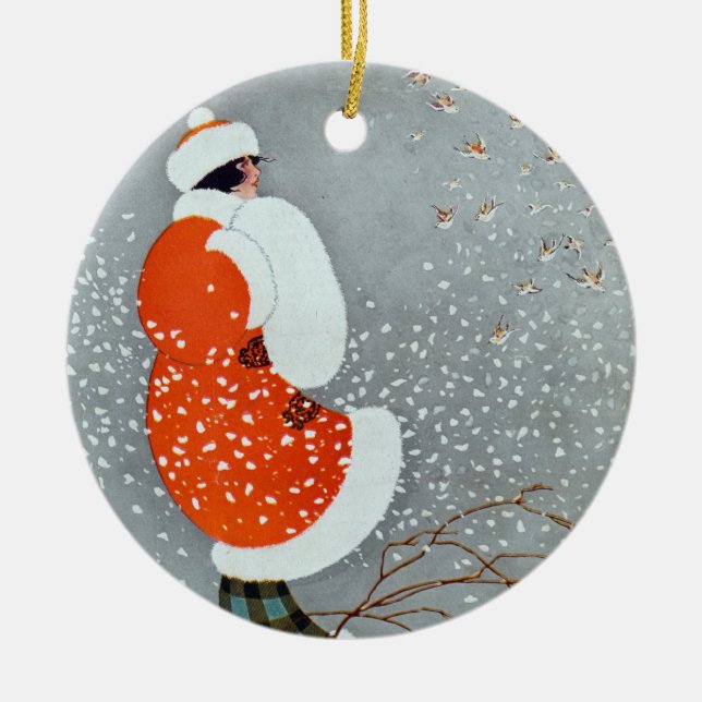 Snow Buntings - Will Hammell  Julgransprydnad Keramik (Framsidan)