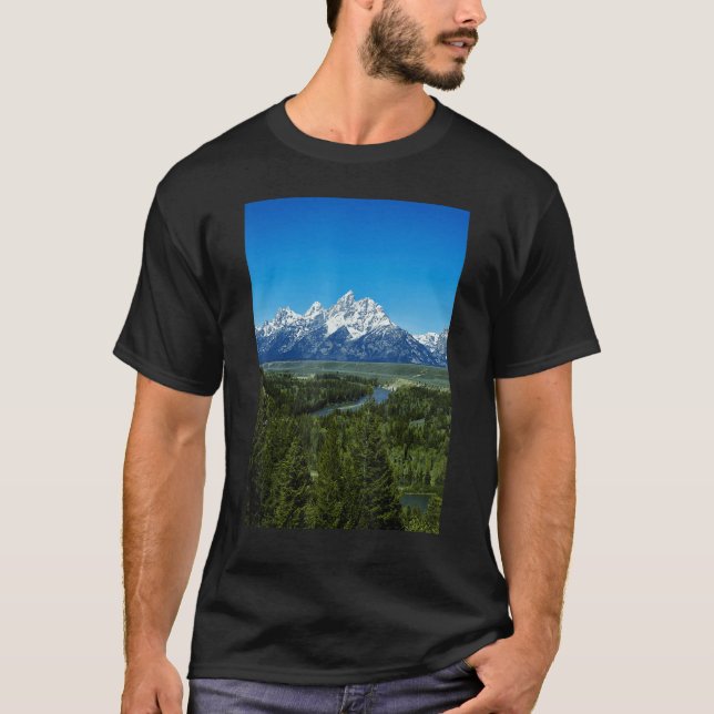 Snow-covered mountains Grand Teton National Park W T Shirt (Framsida)