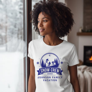 Snow Crew Skidresa Vinter Familjesemester Blå T Shirt