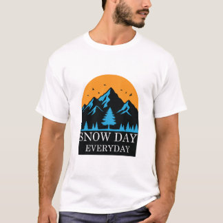 Snow Day Every Day Mountain Sunset T-shirt för vin