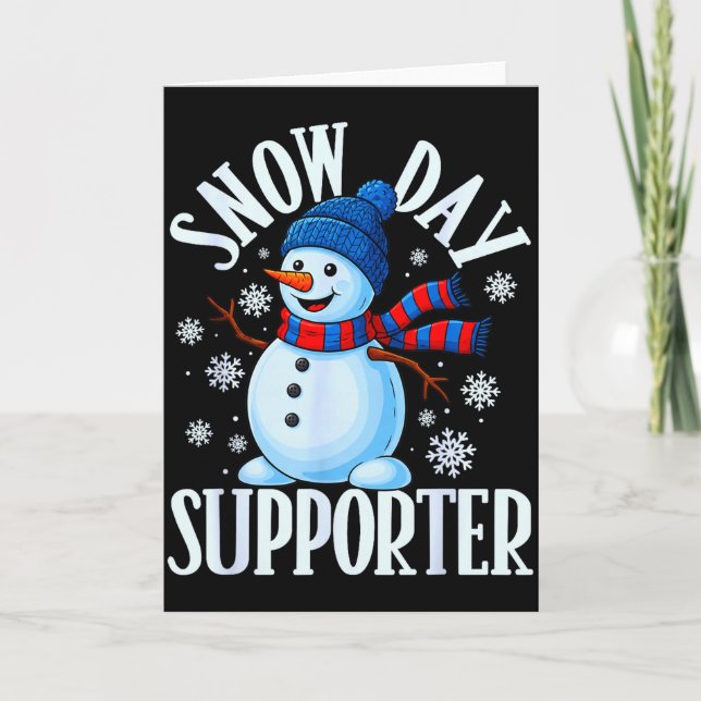 Snow Day Supporter Snowflake Funny Teacher Christm Kort (Framsida)