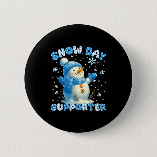 Snow Day Suprter Cute Snowman Snowflake Christmas  Knapp (Framsida)