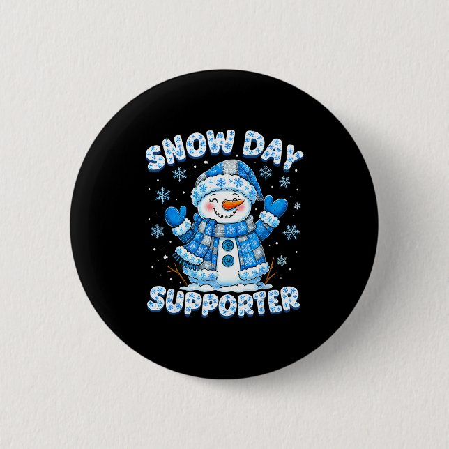 Snow Day Suprter Cute Snowman Snowflake Christmas  Knapp (Framsida)