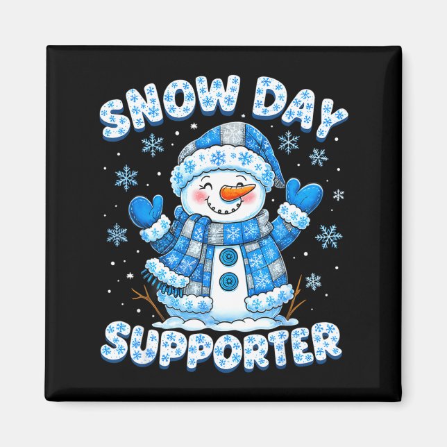 Snow Day Suprter Cute Snowman Snowflake Christmas  Magnet (Framsidan)