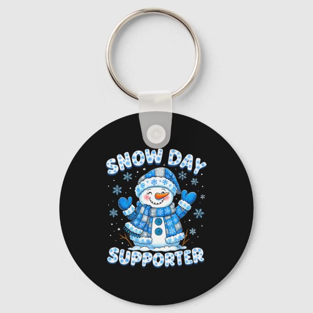 Snow Day Suprter Cute Snowman Snowflake Christmas  Nyckelring (Framsida)