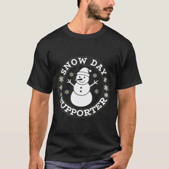 Snow Day Suprter Fun Winter Snowflake Teacher Stud T Shirt (Framsida)