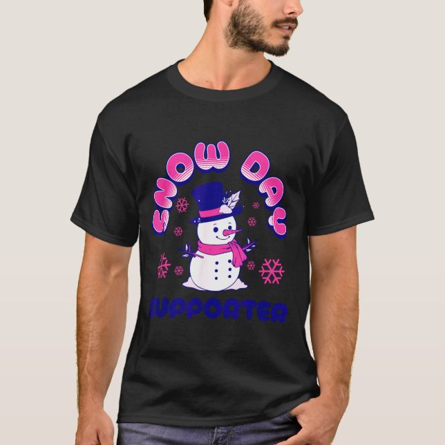 Snow Day Suprter, Funny Teacher Snowman Christmas  T Shirt (Framsida)