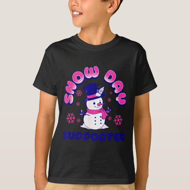 Snow Day Suprter, Funny Teacher Snowman Christmas  T Shirt (Framsida)