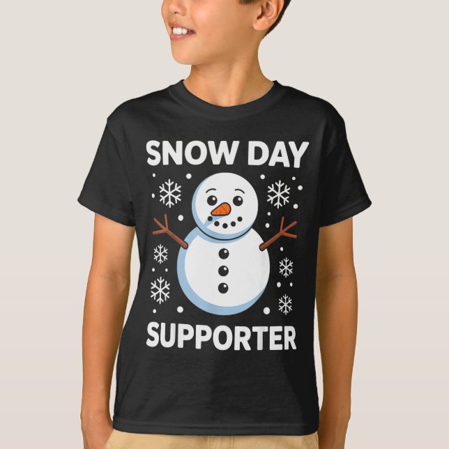 Snow Day Suprter Snow Snowflake Snowman Winter Tea T Shirt (Framsida)