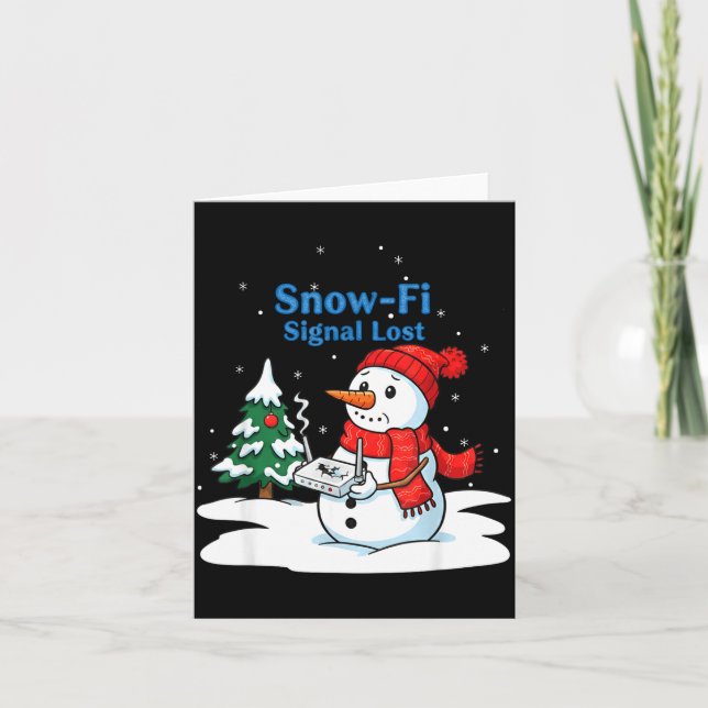 Snow-fi Signal Lost Funny Christmas Snowman Wifi  Kort (Framsida)