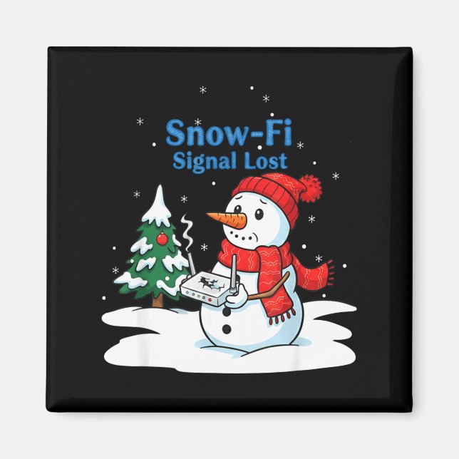 Snow-fi Signal Lost Funny Christmas Snowman Wifi  Magnet (Framsidan)