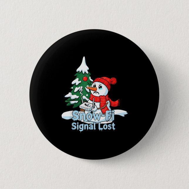 Snow-fi Signal Lost Funny Snowman Christmas Art  Knapp (Framsida)