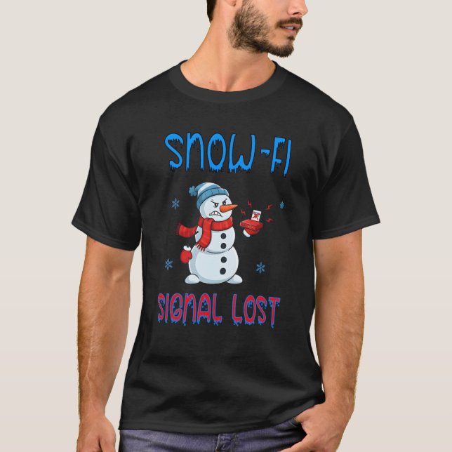 Snow-Fi Signal Lost Funny Winter T-Shirt (Framsida)