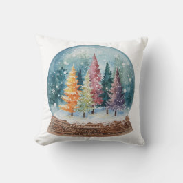 Snow Globe Colorful Christmas Tree Forest Kudde
