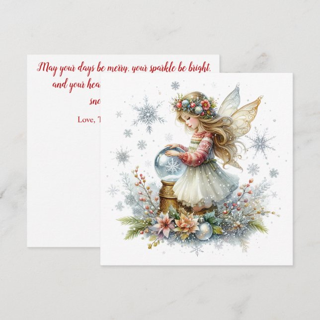 Snow Globe Fairy Holiday Card (Fram/baksida)