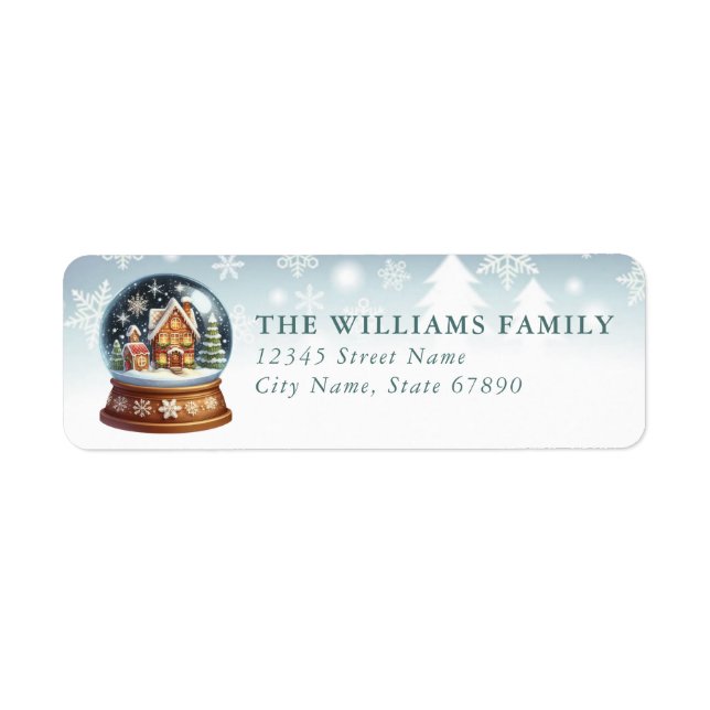 Snow Globe Return Address Labels Returadress Etikett (Framsidan)