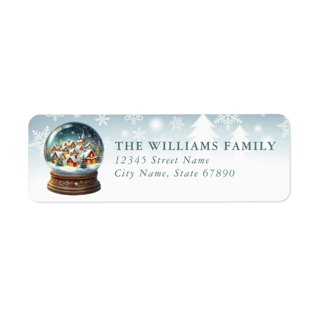 Snow Globe Return Address Labels Returadress Etikett (Framsidan)