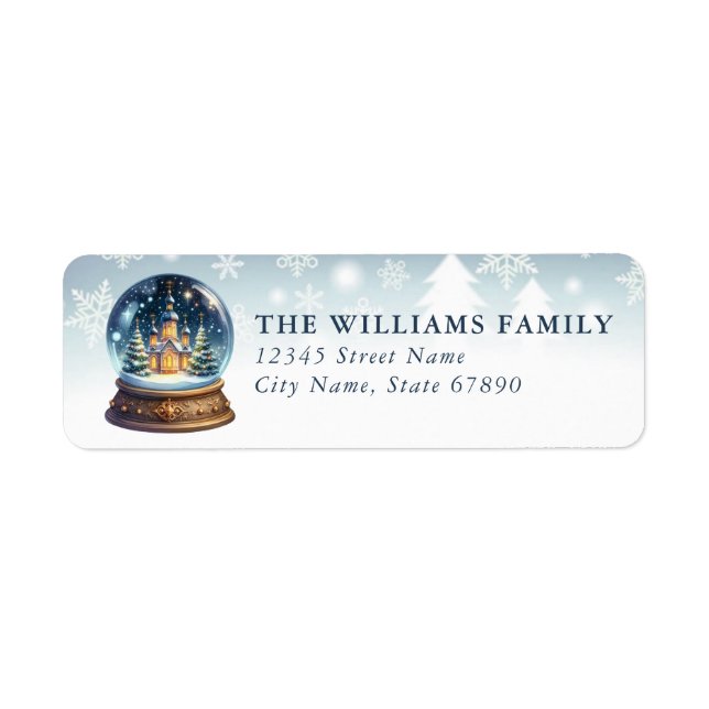 Snow Globe Return Address Labels Returadress Etikett (Framsidan)