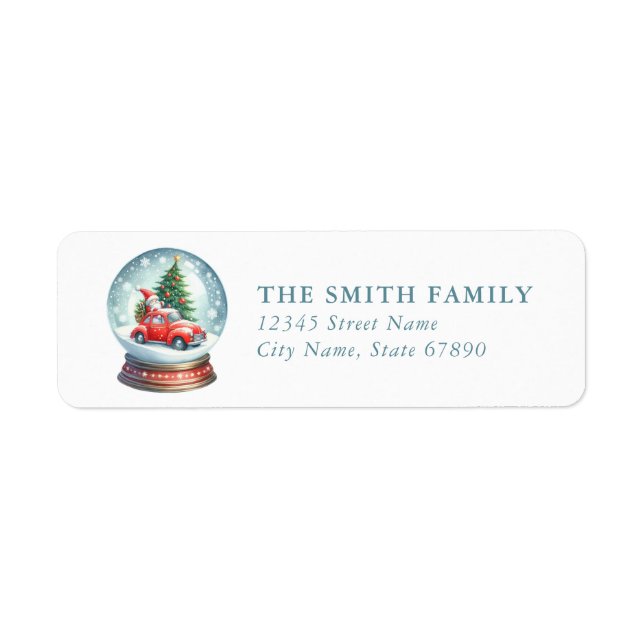 Snow Globe Return Address Labels Returadress Etikett (Framsidan)