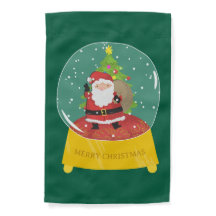 Snow Globe Santa Garden Flag