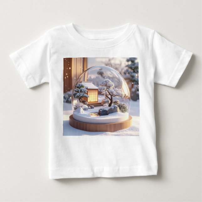 Snow Globe Serenity – Japanese House in Winter Sti T Shirt (Framsida)