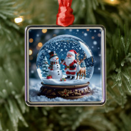 Snow globe with Santa, a Reindeer and Snowman Julgransprydnad Metall