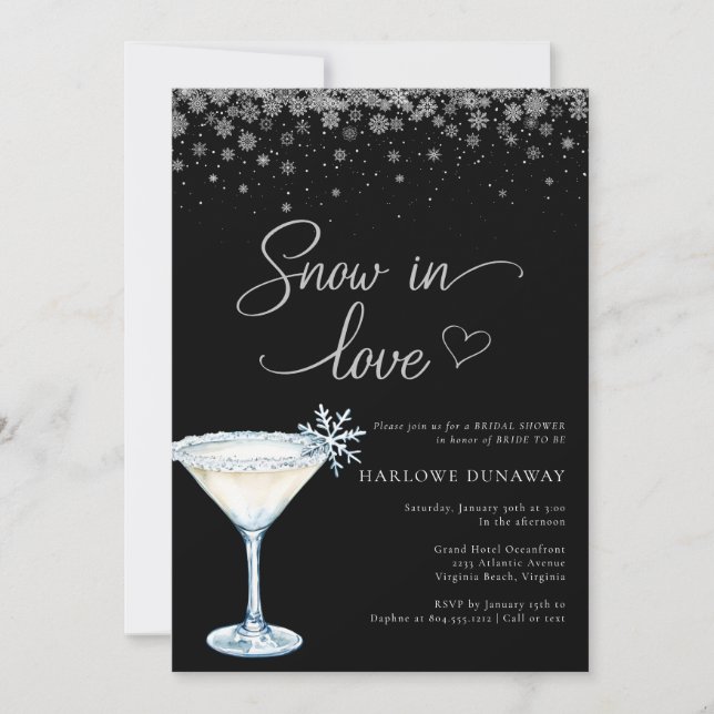 Snow in Love Modern Snowflake Bridal Shower  Inbjudningar (Framsida)