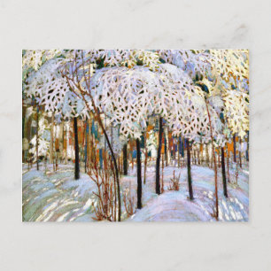 Snow in October, beautiful painting, Vykort