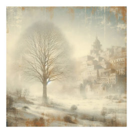 Snow In Winter Landscape Old Photo Graphic Design Fototryck