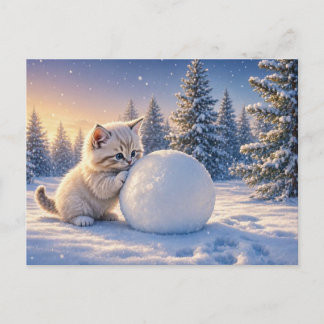 Snow Kitty Holidays • Söt vinterkatt julkort Vykort