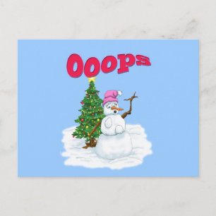 Snow lady with christmas tree OOps Helg Vykort