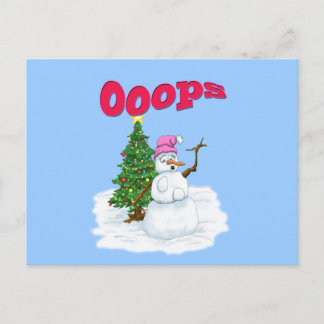 Snow lady with christmas tree OOps Helg Vykort