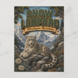 Snow Leopard Himalayan Mountains POPCUT Vykort