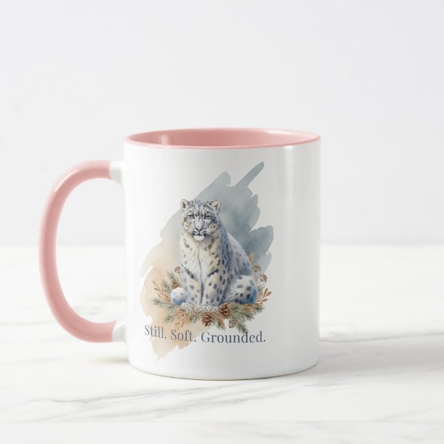 Snow Leopard Still Soft Grounded Art Mugg (Vänster)