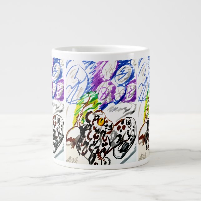 Snow Leopard-uppsättning Jumbo Mugg (Framsidan)