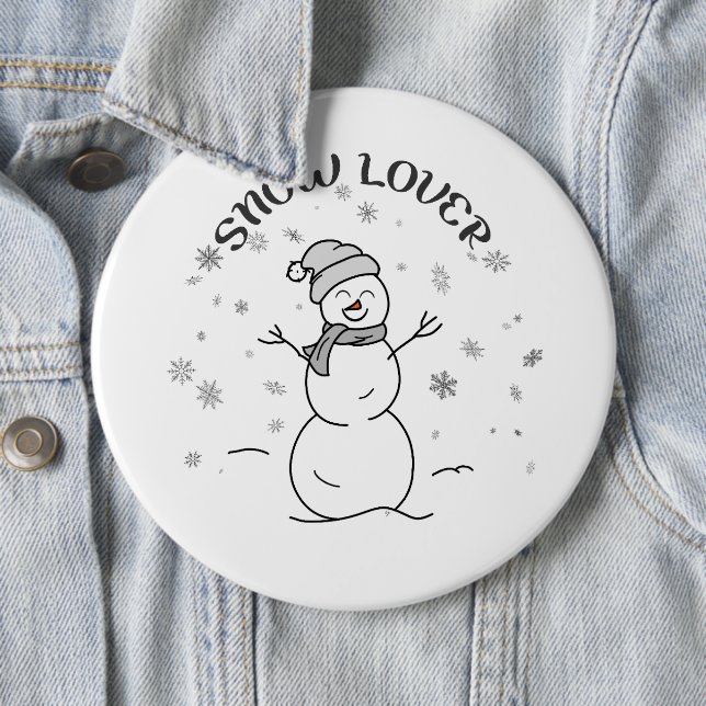 Snow Lover Cute Snowman Pin Button                 Knapp (In Situ)
