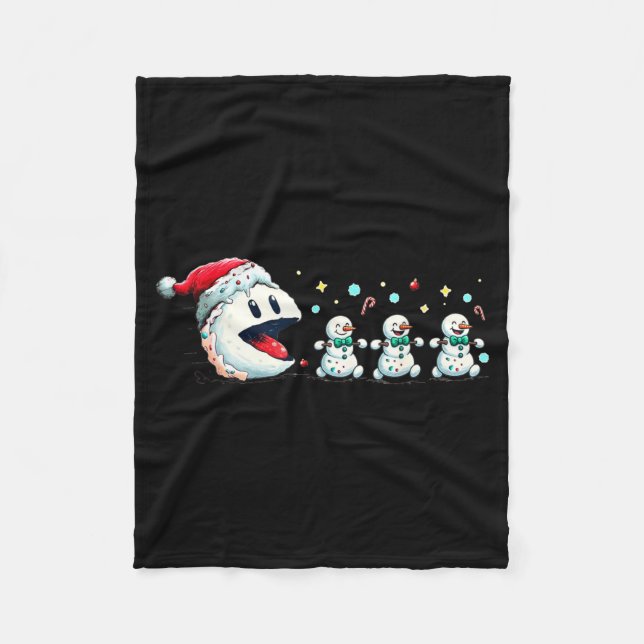 Snow Man Xmas Tee Snowman Gamer  Fleecefilt (Framsidan)
