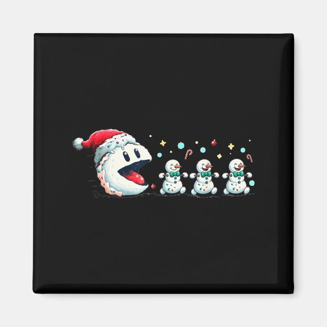 Snow Man Xmas Tee Snowman Gamer  Magnet (Framsidan)