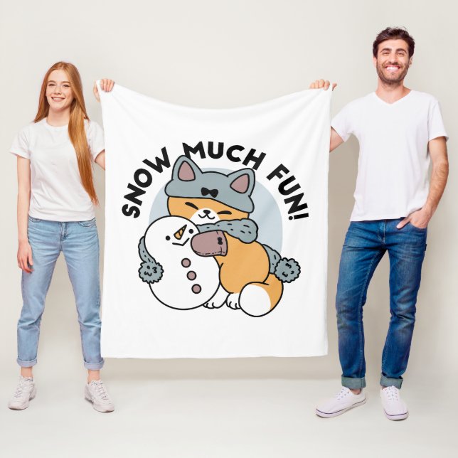 Snow Much Fun Cat Winter Holiday Design Fleecefilt (På plats)